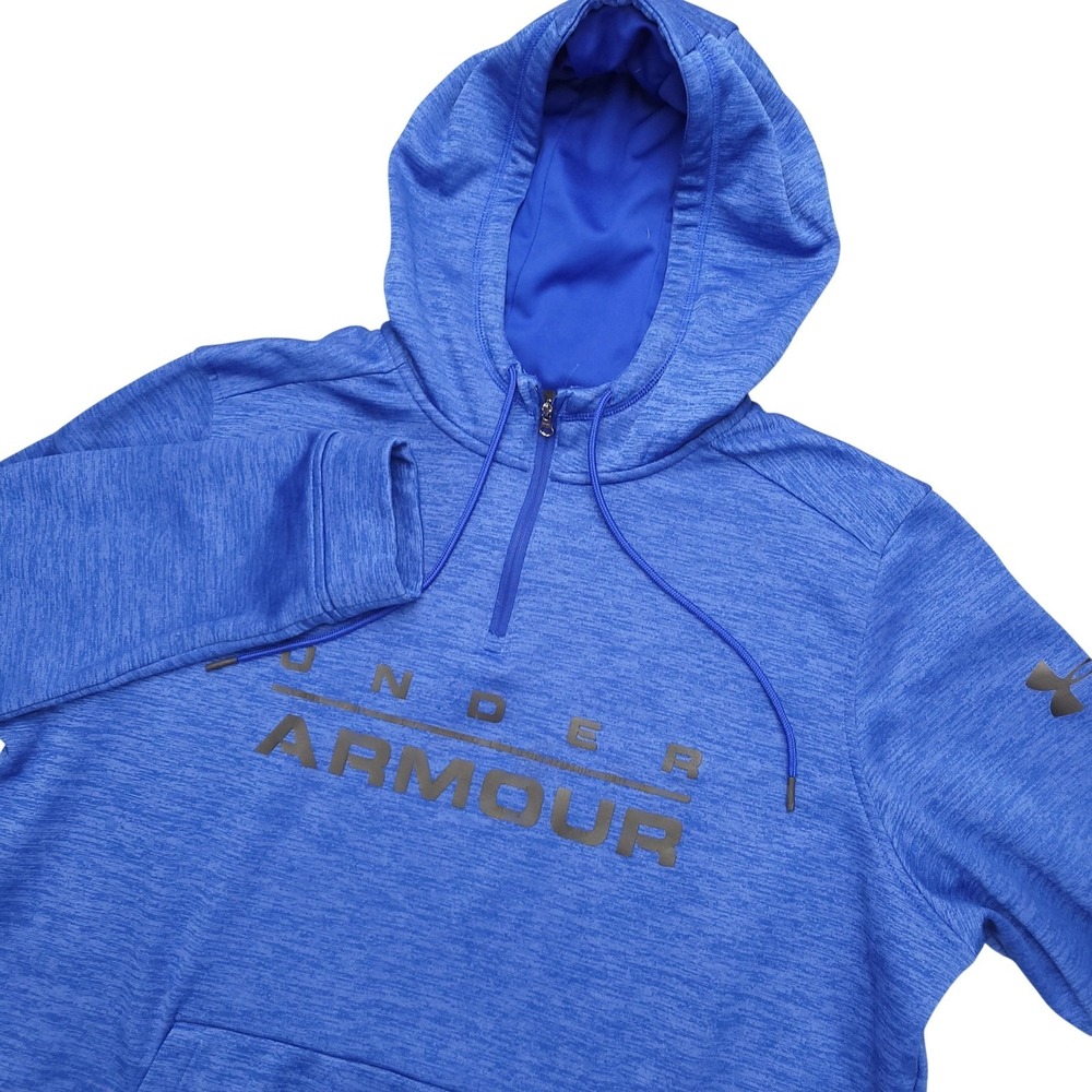 Under Armour ColdGear Hoodie Mens Large Blue 1/4 Zip Fleece‎ Thermal Pullover